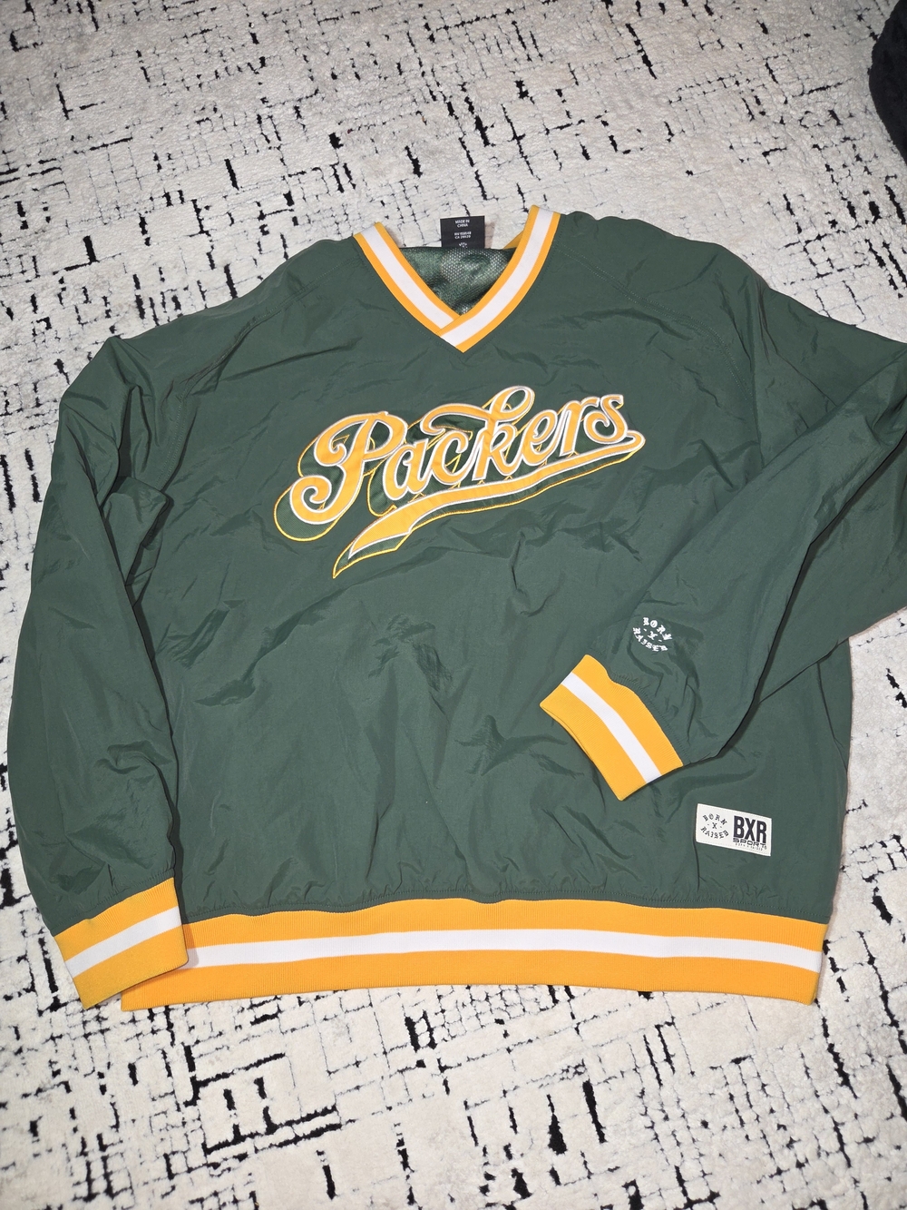 Unisex Green Bay Packers Born x Raised Green V-Neck Pullover Retro